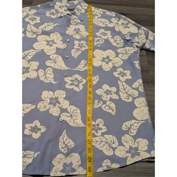 Tori Richard Honolulu Men's Blue White Floral Silk Linen Hawaiian Shirt Size L - Picture 4 of 6
